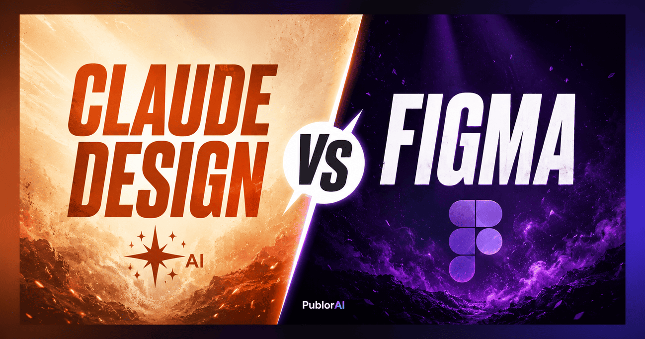 Split versus poster comparing Claude Design vs Figma AI design tools for 2026