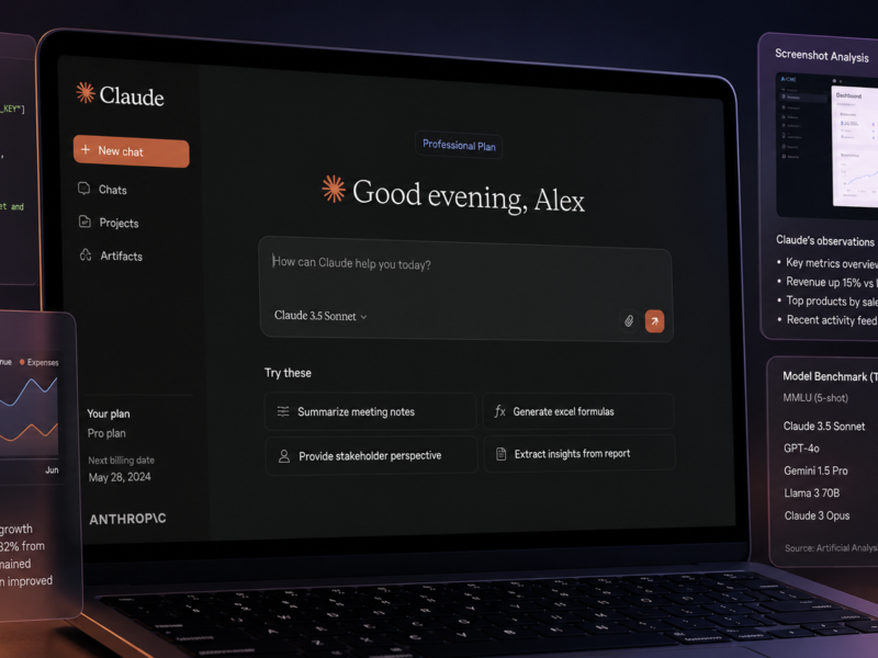 Claude Opus 4.7 review on a laptop screen showing Anthropic's smartest AI model and its features in 2026