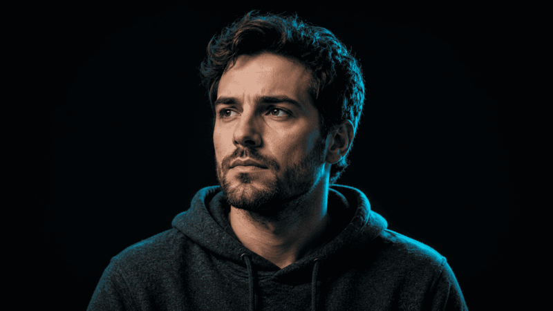 Focused developer portrait with cyan studio lighting for the honest Cursor 3 review feature