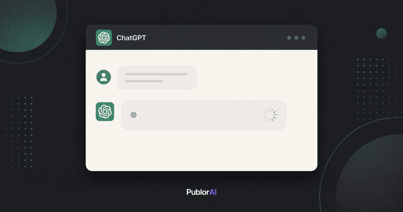 Frozen chat interface with a stalled loading dot, illustrating ChatGPT not responding