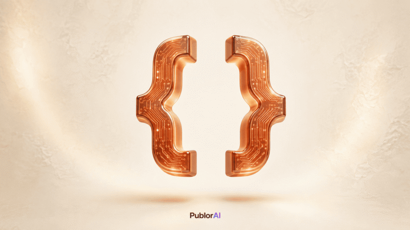 Conceptual amber code-brackets sculpture representing Claude Opus 4.8 for coding in 2026